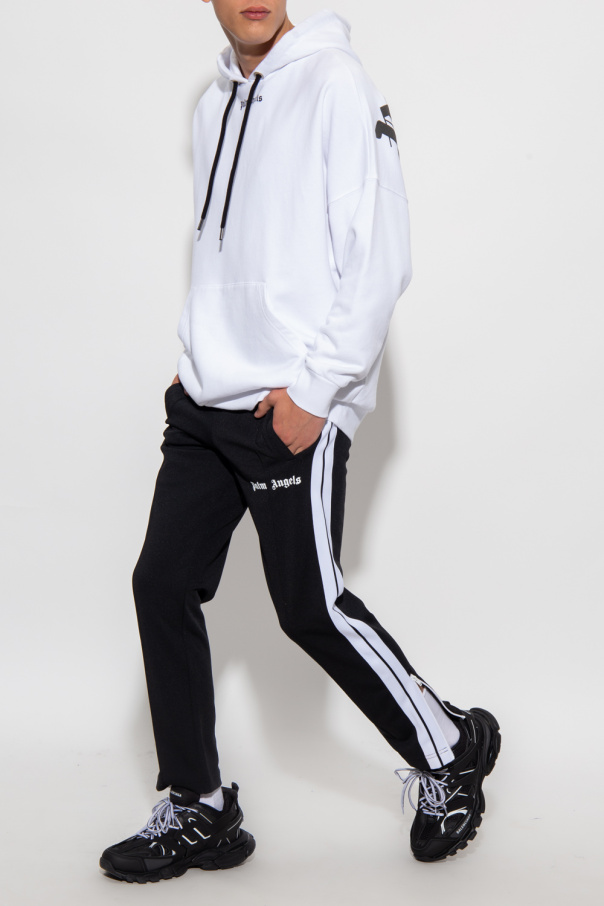 White Hoodie with logo Palm Angels - icon logo print t shirt